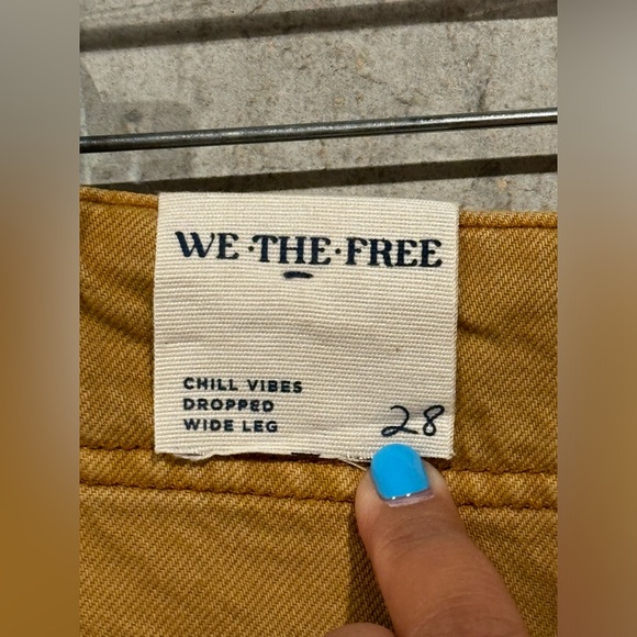 Free People We The Free Khaki Scout Chill Vibes Dropped Wide Leg Jeans 28 NWOT - Picture 4 of 9